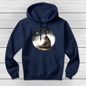 Medvés kapucnis pulcsi sötétkék színben