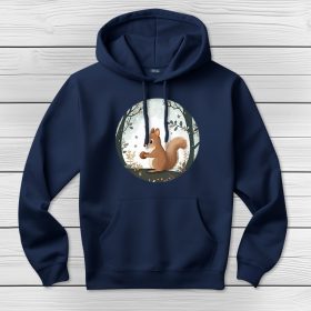 Mókusos kapucnis pulcsi sötétkék színben