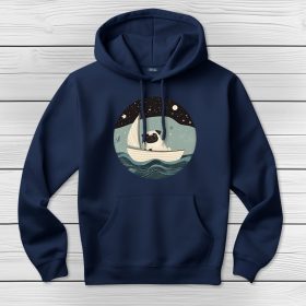 Mopszos kapucnis pulcsi sötétkék színben