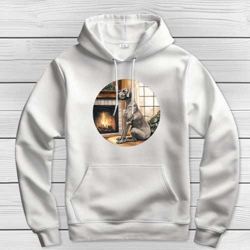 Német dogos kapucnis pulcsi fehér színben