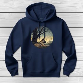 Németjuhászos kapucnis pulcsi sötétkék színben