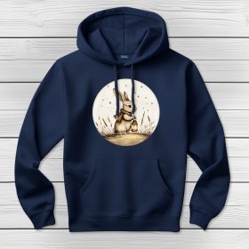 Nyulas kapucnis pulcsi sötétkék színben