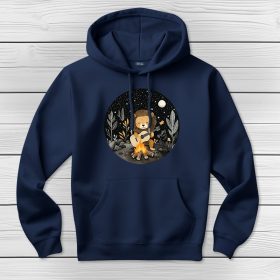 Oroszlános kapucnis pulcsi sötétkék színben