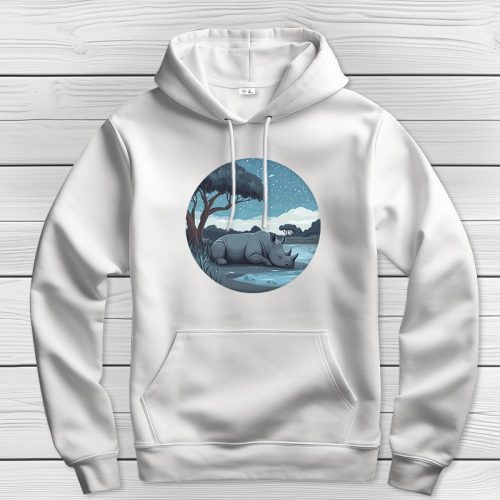 Orrszarvús kapucnis pulcsi fehér színben