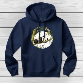 Pandás kapucnis pulcsi sötétkék színben