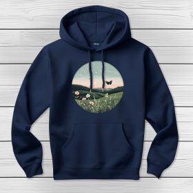 Pillangós kapucnis pulcsi sötétkék színben