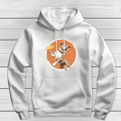 Pitbullos kapucnis pulcsi fehér színben