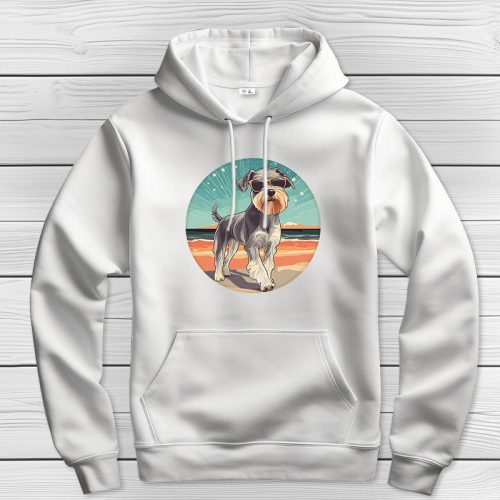 Schnauzeres kapucnis pulcsi fehér színben