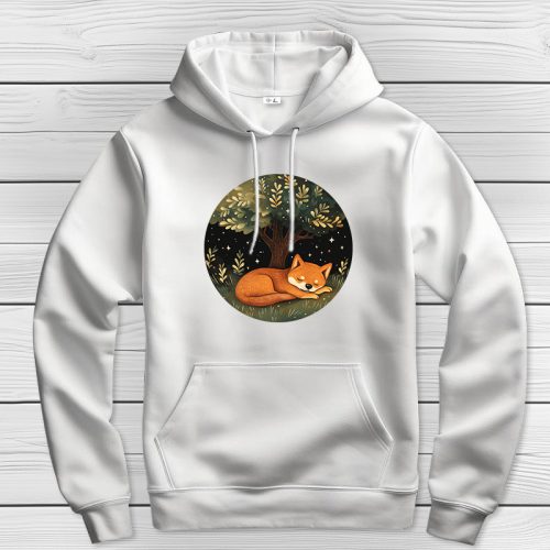 Shiba inus kapucnis pulcsi fehér színben