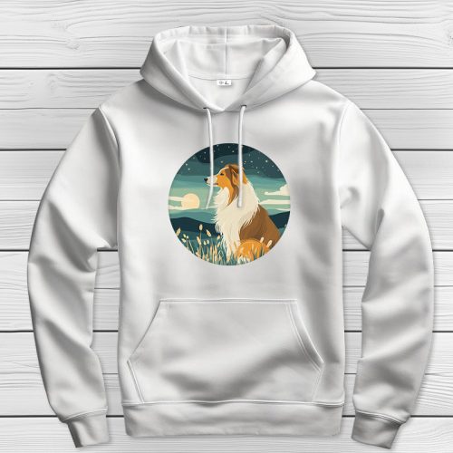 Skót juhászos kapucnis pulcsi fehér színben