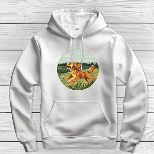 Cocker spánieles kapucnis pulcsi fehér színben