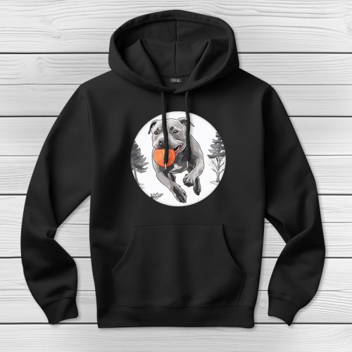 Staffordshire terrieres kapucnis pulcsi fekete színben