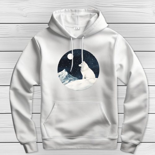 Szamojédes kapucnis pulcsi fehér színben