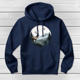 Szarvasos kapucnis pulcsi sötétkék színben