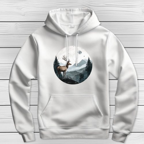 Szarvasos kapucnis pulcsi fehér színben