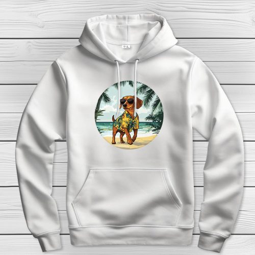 Tacskós kapucnis pulcsi fehér színben