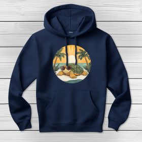 Teknősös kapucnis pulcsi sötétkék színben