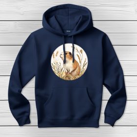 Tengerimalacos kapucnis pulcsi sötétkék színben