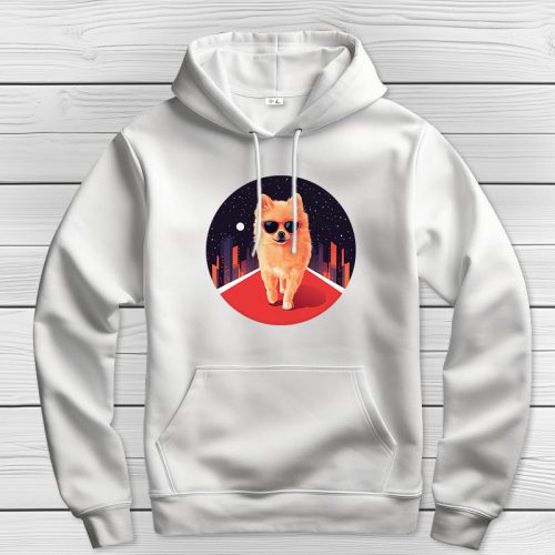 Törpespicces kapucnis pulcsi fehér színben