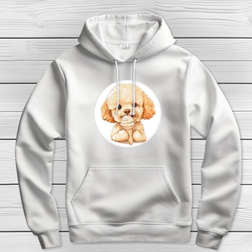 Uszkáros kapucnis pulcsi fehér színben