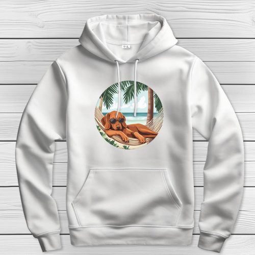 Magyar vizslás kapucnis pulcsi fehér színben