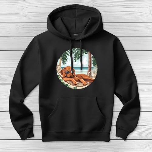 Magyar vizslás kapucnis pulcsi fekete színben