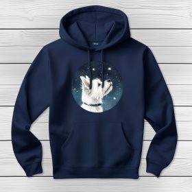 Westie-s kapucnis pulcsi sötétkék színben