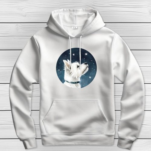 Westie-s kapucnis pulcsi fehér színben