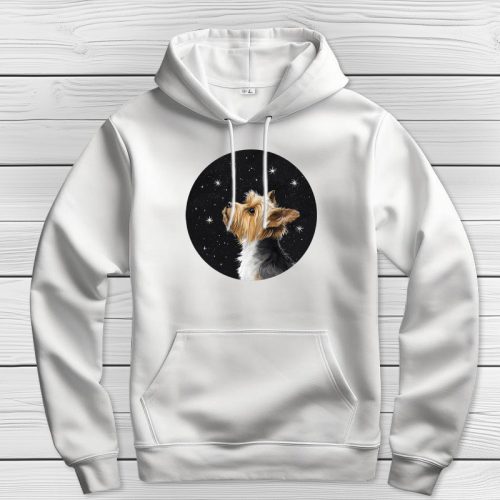 Yorkis kapucnis pulcsi fehér színben