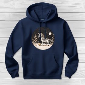 Zebrás kapucnis pulcsi sötétkék színben