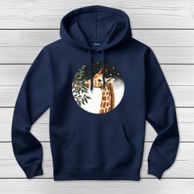 Zsiráfos kapucnis pulcsi sötétkék színben