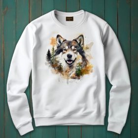 Alaszkai malamut mintás környakú pulóver