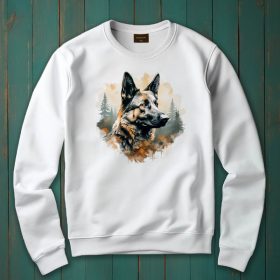 Németjuhász mintás környakú pulóver