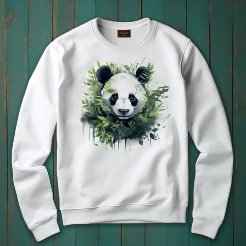 Panda mintás környakú pulóver