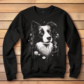 Border collie-s környakú pulóver fekete színben