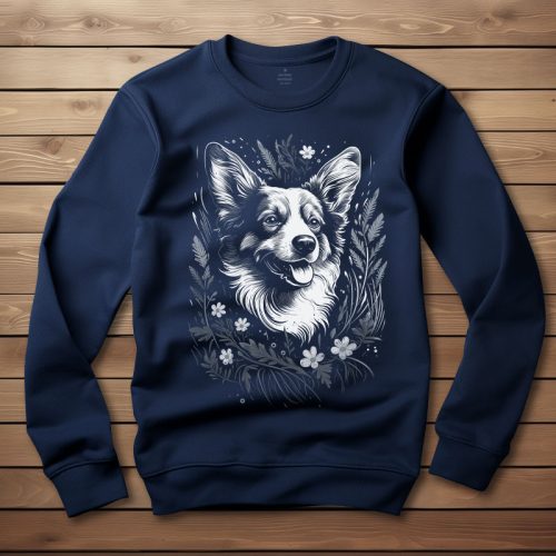 Corgis környakú pulóver sötétkék színben