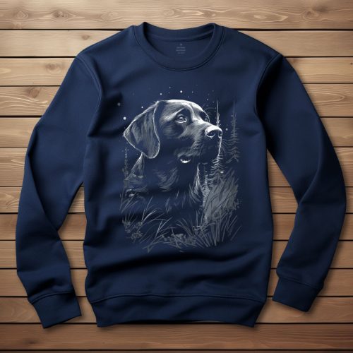 Fekete labradoros környakú pulóver sötétkék színben