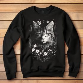 Macskás környakú pulóver fekete színben