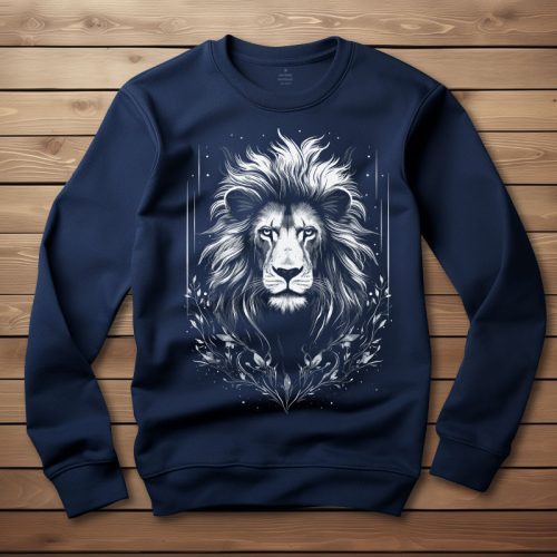 Oroszlános környakú pulóver sötétkék színben