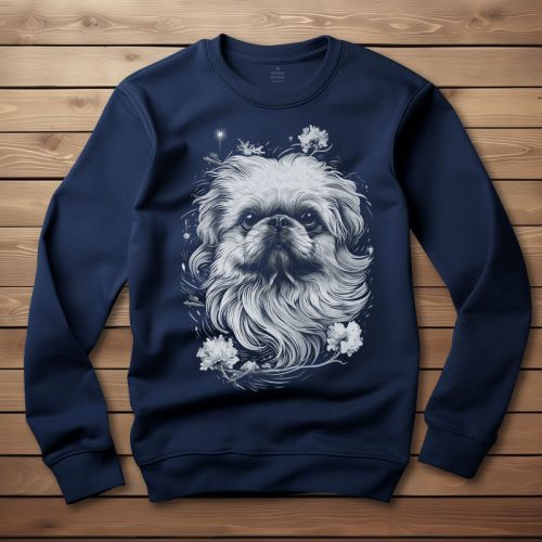 Palotapincsis környakú pulóver sötétkék színben