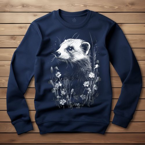 Vadászgörényes környakú pulóver sötétkék színben