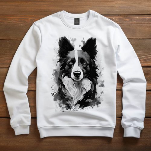 Border collie mintás környakú pulóver