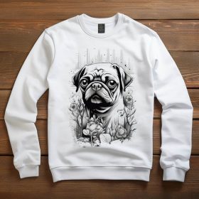 Mopsz mintás környakú pulóver