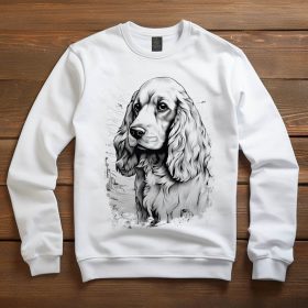 Cocker spániel mintás környakú pulóver