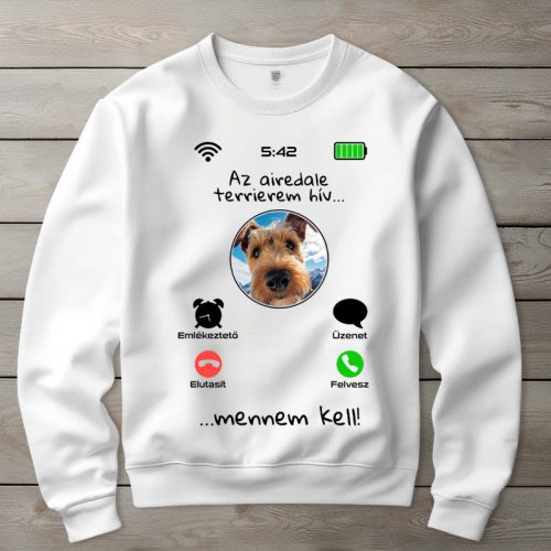 Airedale terrieres környakú pulóverk fehér színben