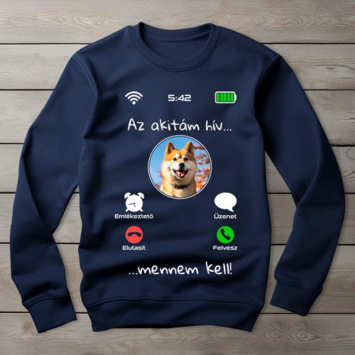 Akitás környakú pulóver sötétkék színben