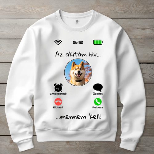 Akitás környakú pulóverk fehér színben