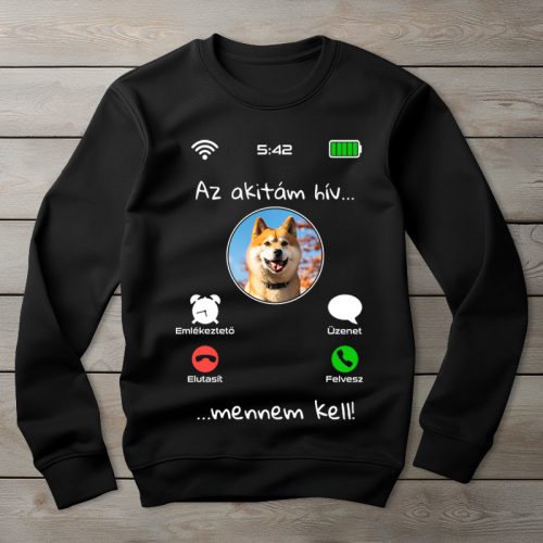 Akitás környakú pulóver fekete színben