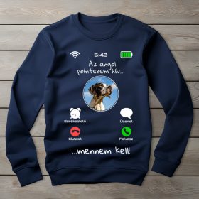 Angol pointeres környakú pulóver sötétkék színben