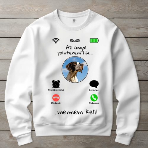 Angol pointeres környakú pulóverk fehér színben